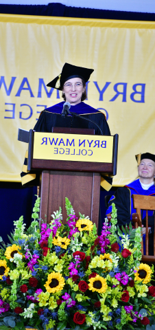 President Cadge on stage at her Inauguration